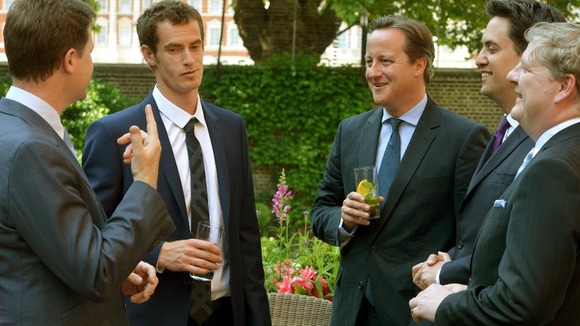 Deputy Prime Minister Nick Clegg, Prime Minister David Cameron, labour leader Ed Miliband and SNP Westminster leader Angus Robinson