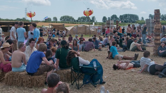 Festival goers relaxing