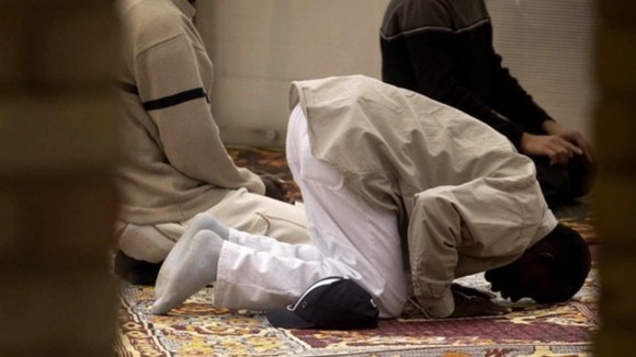 Worshippers attend Friday Prayers at Langley Green Mosque in Crawley, West Sussex.
