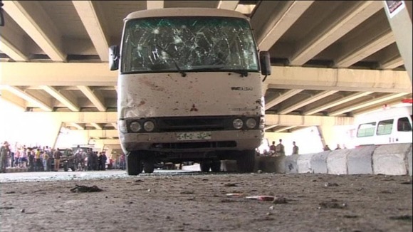 Police van damaged in Damascus bomb