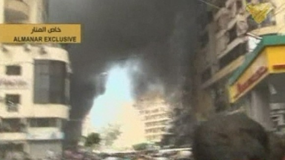 The aftermath of the explosion in southern Beirut.