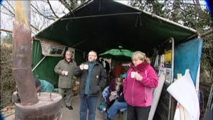 Protesters at their camp