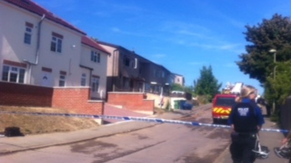 Firefighters at fire scene