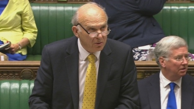 Business Secretary Vince Cable addresses the House of Commons.
