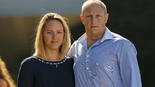 Sergeant Danny Nightingale and wife Sally arriving at his court martial today
