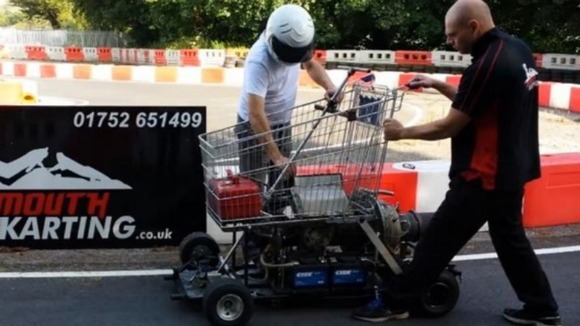 The trolley with jet engine attached
