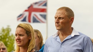 Sergeant Danny Nightingale with wife Sally outside court today