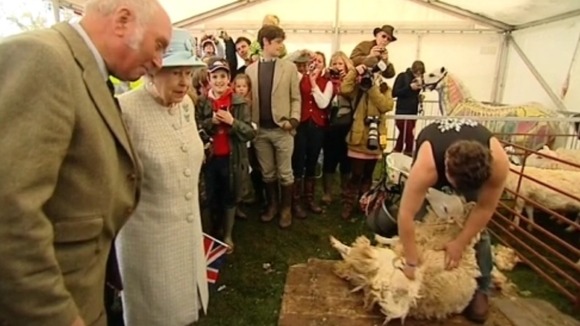 The Queen watching shearing