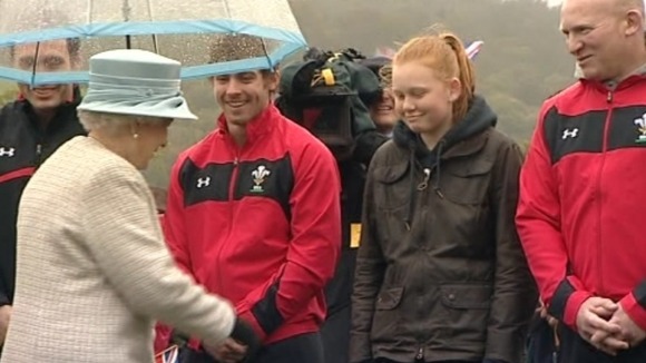 The Queen talking to Leigh Halfpenny