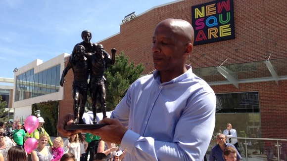 Cyrille Regis opening New Square shopping centre.