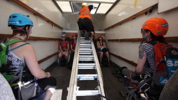 Greenpeace protest climbers in training