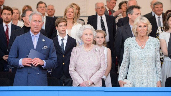 Sitting in the royal box on either side of the monarch were the Prince of Wales and Duchess of Cornwall