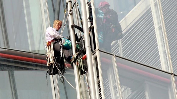 Two of the climbers grab a short break