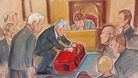 An artist's impression of analysis of the holdall Gareth Williams was found in at his inquest