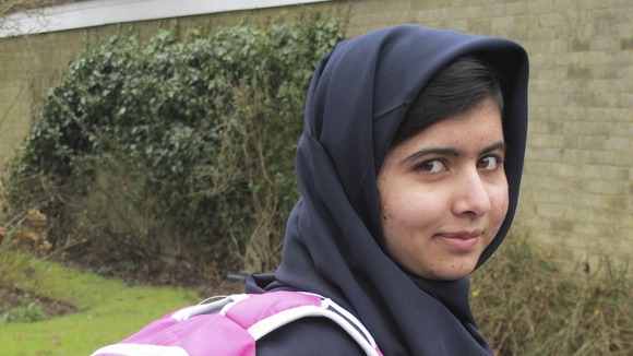 ducation rights activist Malala Yousafzai, on her way to school in March this year.