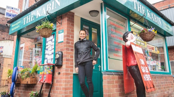 Jessica Ennis at The Kabin in Coronation Street.