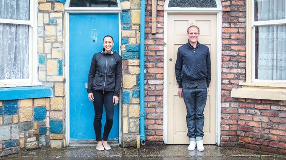 Jessica Ennis with Antony Cotton on the set of the ITV1 soap Coronation Street.