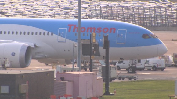 The Thomson Dreamliner at Manchester airport.