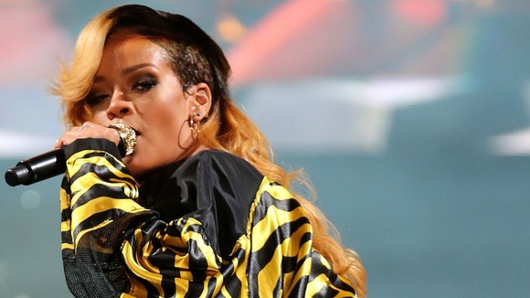 Rihanna performs on Saturday night.