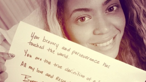 Beyoncé has posted support for female rights campaigner Malala Yousafzai