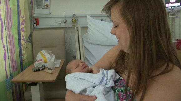 Ruth Huggins and her new-born baby Freddie