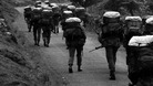 SAS recruits taking part in an endurance march in the Brecon Beacons in 1981