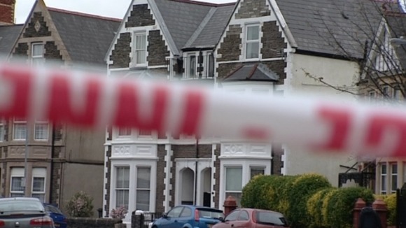 The police cordon in Roath