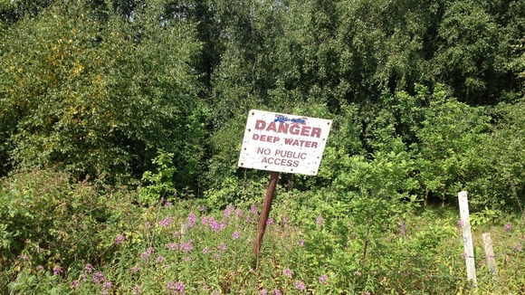 Danger deep water sign at Bawsey Pits