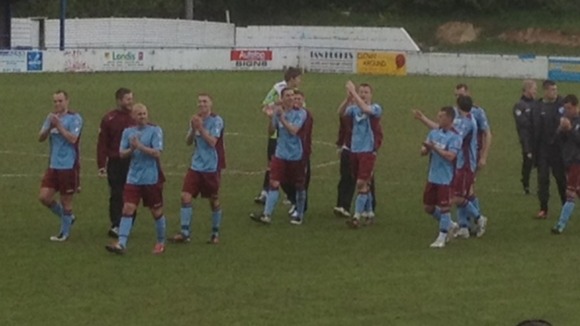 Colwyn Bay players applauding the crowd