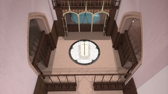 Artist’s impression of overhead view of raised tomb at Leicester Cathedral