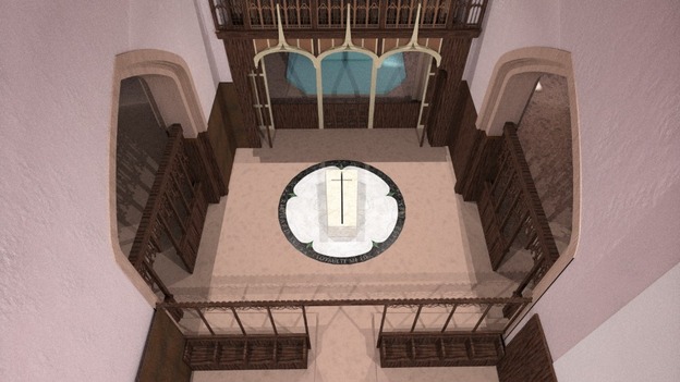 Artist’s impression of overhead view of raised tomb at Leicester Cathedral