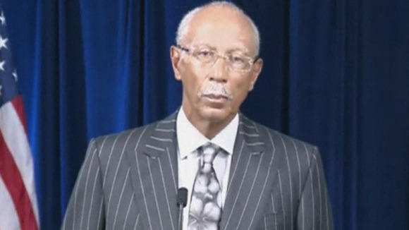 The Mayor of Detroit Dave Bing at a news conference today.