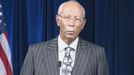 The Mayor of Detroit Dave Bing at a news conference today.