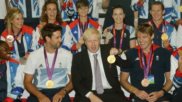 London Mayor Boris Johnson pictured with Team GB after the 2012 Olympic Games.