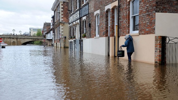 The River Ouse in York has flooded parts of the city