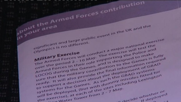 This part of the leaflet advises residents about planned military exercises