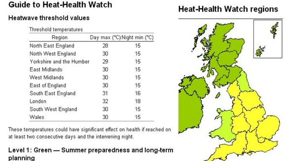 Most of England has a heat health warning of yellow level 2.