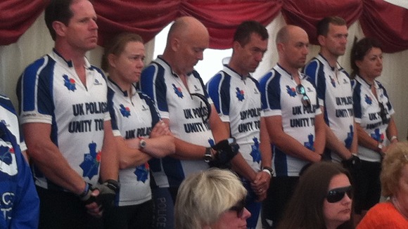 Cyclists from the UK Police Unity Tour at the COPS remembrance service.