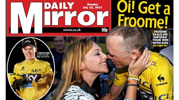 Chris Froome appears on the front page of almost all today's papers.