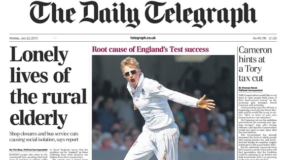 Chris Froome appears on the front page of almost all today's papers.