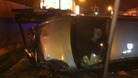 Car on its side