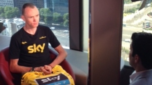 Tour de France champion Chris Froome speaks to ITV News' Lewis Vaughan Jones.