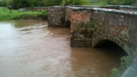 River levels are high at Powick in Worcestershire