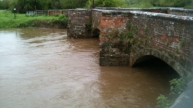 River levels are high at Powick in Worcestershire