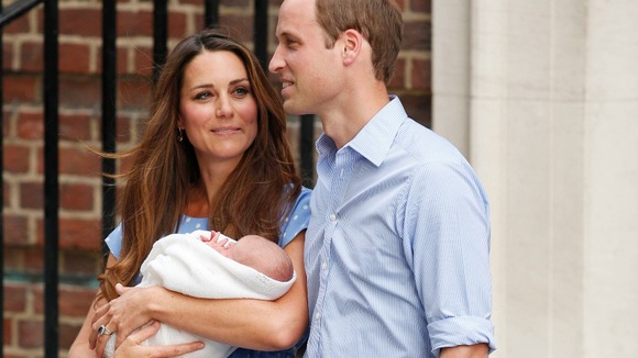 Kate, new baby and William leaving the Lindo Wing of St Mary's Hospital.