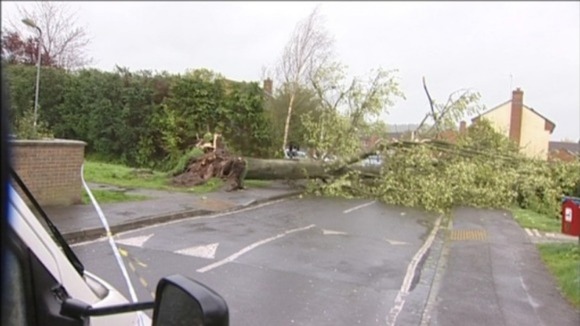 Roads in Midsomer Norton near Bath were forced to close after tress fell overnight