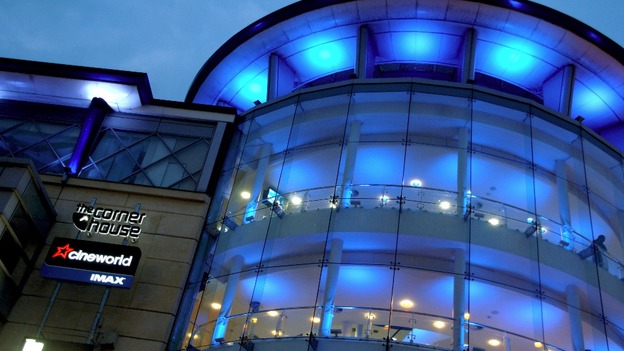 Nottingham city centre lights up blue for royal baby boy.