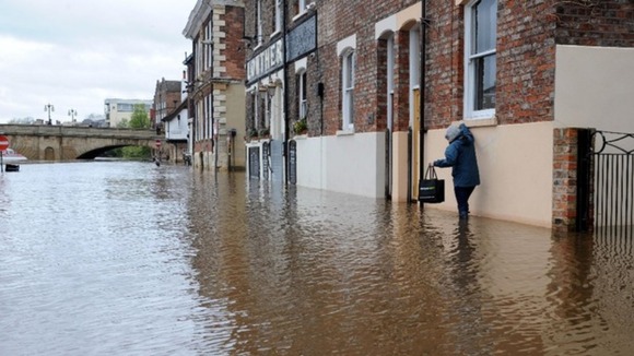 The River Ouse in York has flooded parts of the city