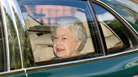 The Queen was driven from Buckingham Palace to Kensington Palace to meet the new arrival
