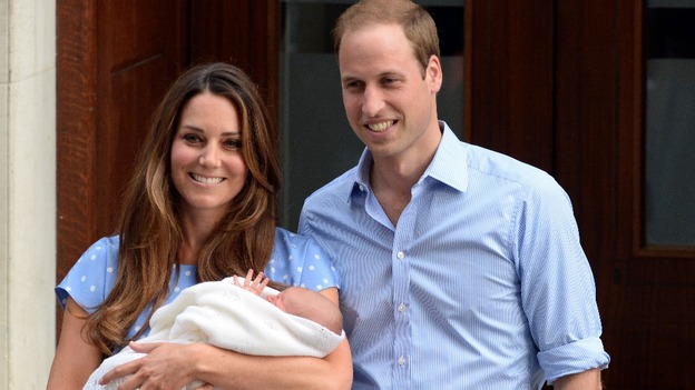 The Duke and Duchess of Cambridge leave hospital with their son, George.